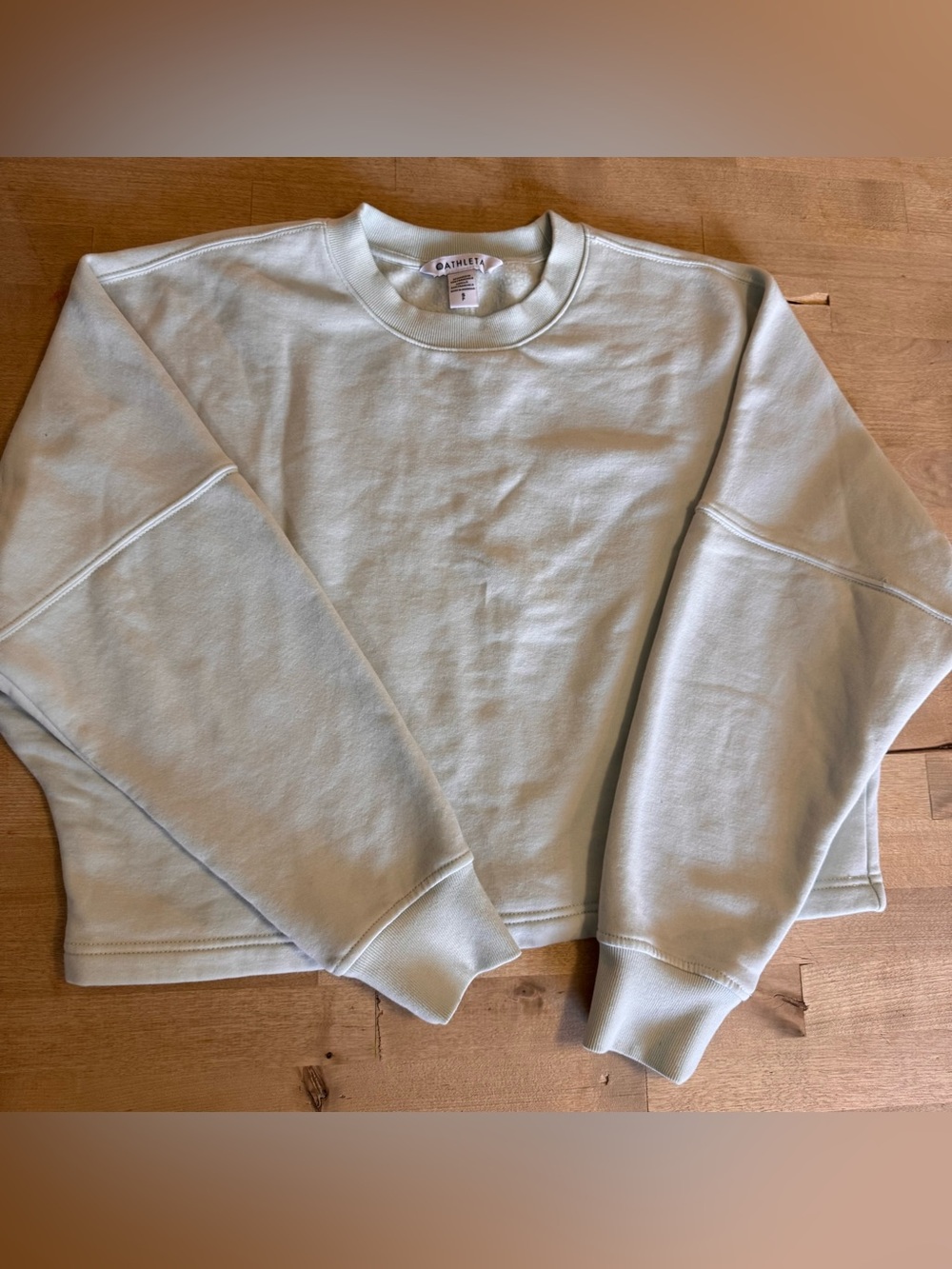Athleta Women's forever fleece dolman Mint Green Crewneck cropped Sweatshirt